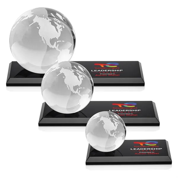 Globe VividPrint™ Award on Rectangle Base - Black