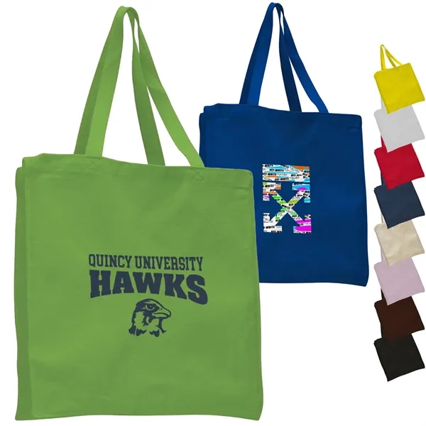 12 Oz. Cotton Canvas Tote Bag USA Decorated (14"x15"x 4")