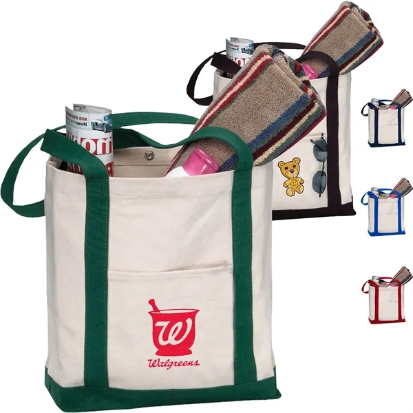 Boat Tote Bag w/ Contrasting Handles & Snap Closure 18 oz.