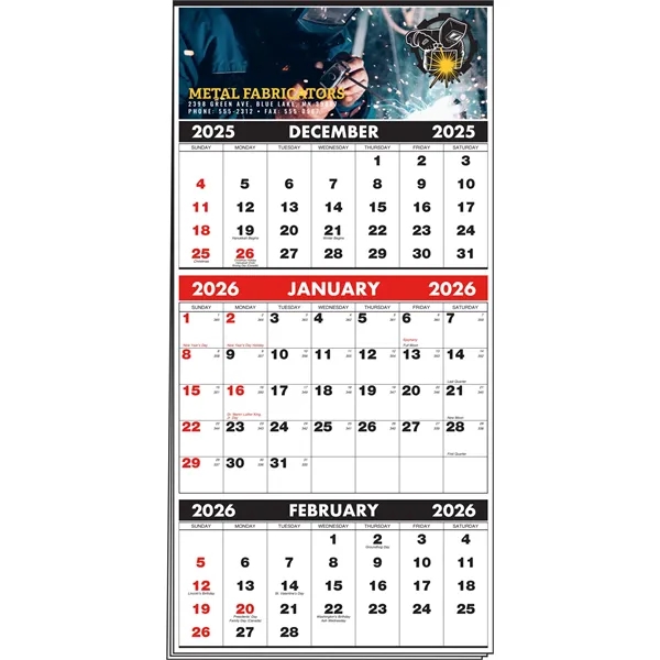 3-Months-In-View Multi-Sheets Calendar - Full Color Imprint