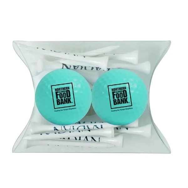Pillow Pack with 2 Golf Balls & 12 Custom Tees