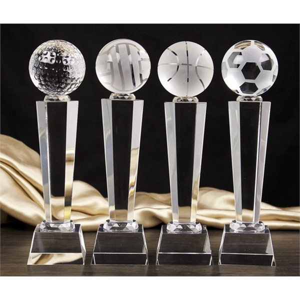 10.6" Large Crystal Sports Ball Tower Trophy Award