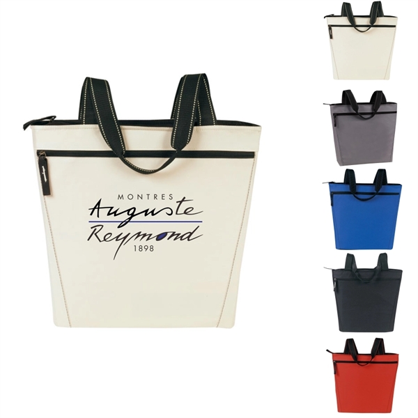 Tote with Pocket, Canvas Bag w/Zipper