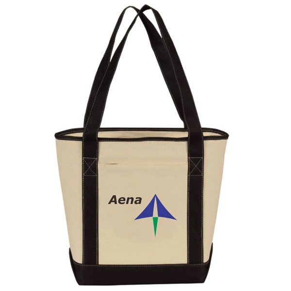 Small Cotton Canvas Boat Tote Bag with Zipper