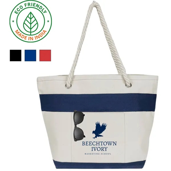 Heavy Duty Nautical 16 oz Canvas Tote Bag Beach Travel Navy