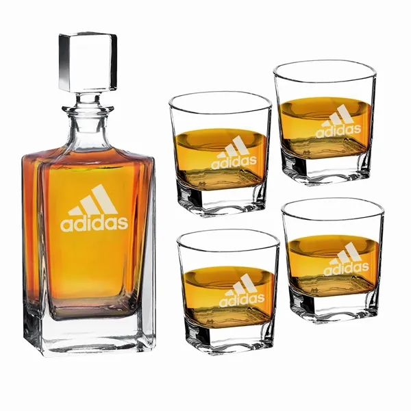 Rectangle-Shaped Glass 810ml Decanter Gift Set with Four 8 o