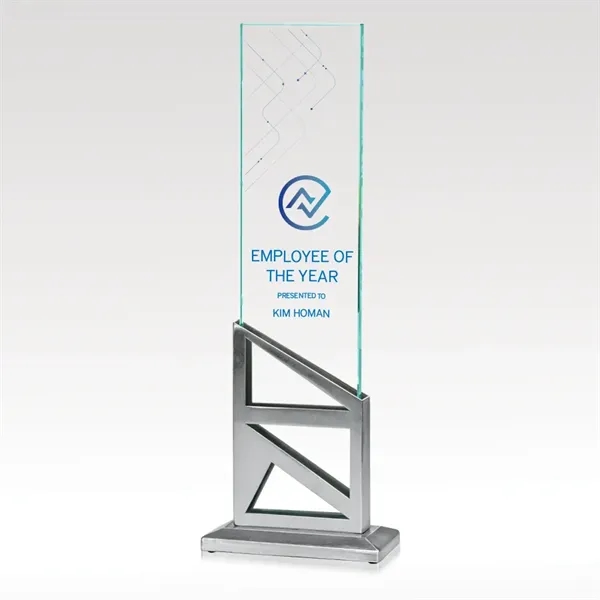 Stages Award - Satin Stainless & Jade Glass Trophy