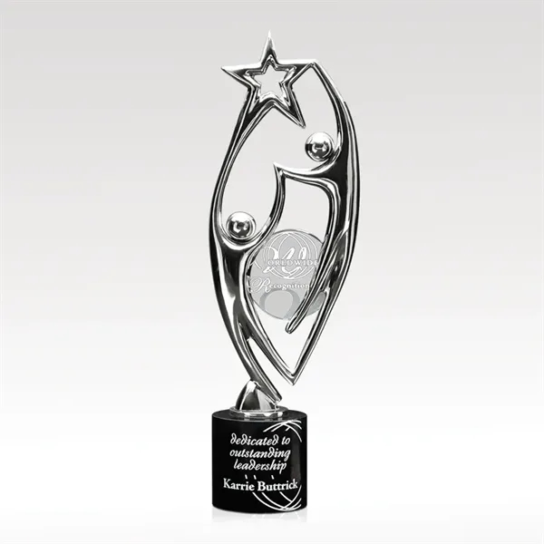 Chrome Sculpture Award with Glass & Stone Base
