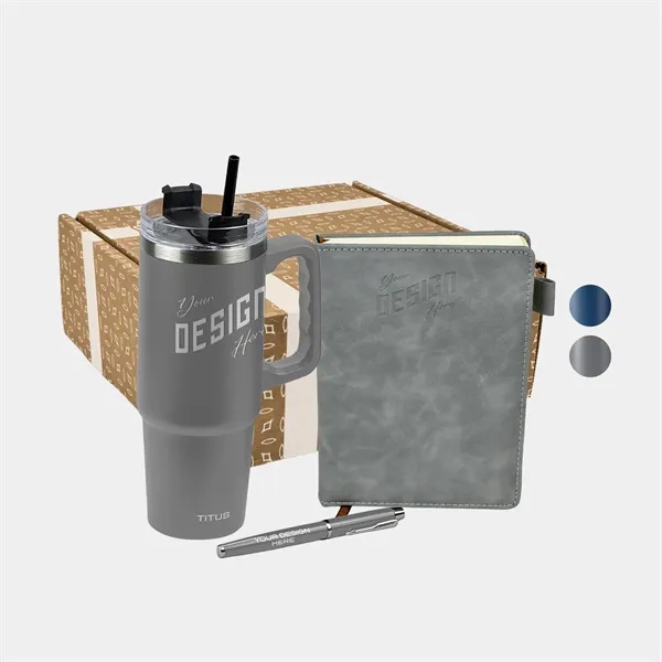 TiTUS® 30 oz Travel Mug, Executive Notebook & Pen Gift Set