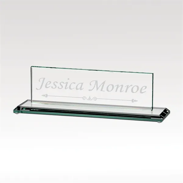 Memorandum Jade Glass Nameplate - Premium Desk Decor
