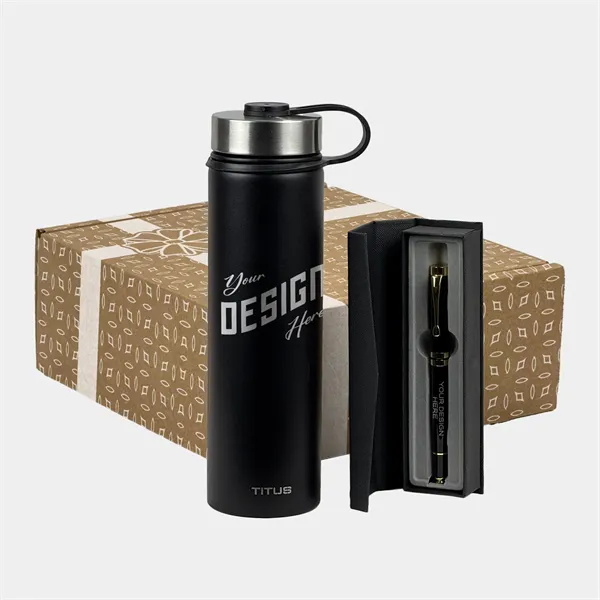 25oz TiTUS® Premium Sports Bottle & Chrome Trim Pen Gift Set