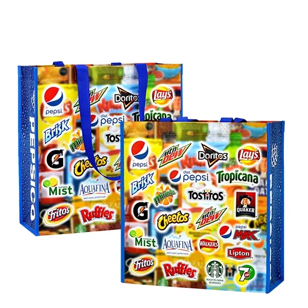 Custom Full-Color Laminated RPET Tote Bag 15"x15"x9"