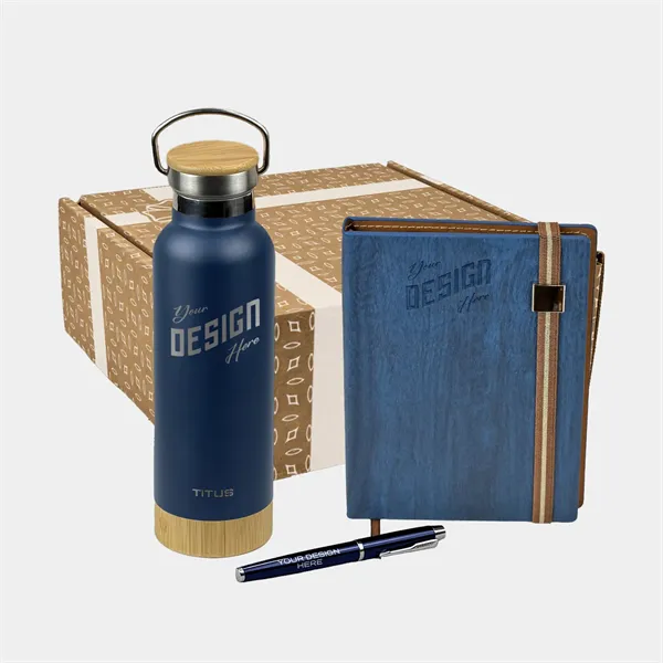 TiTUS® 17 oz Water Bottle, Melange Notebook & Pen Gift Set