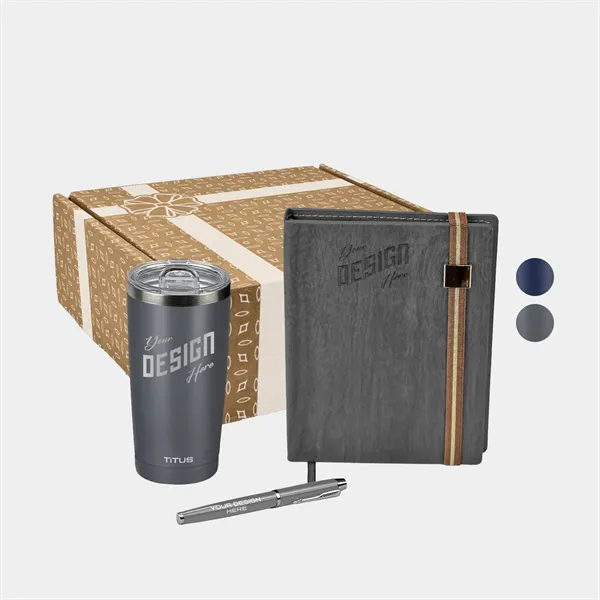 TiTUS® 20 oz Tumbler, Melange Notebook & Pen Gift Set