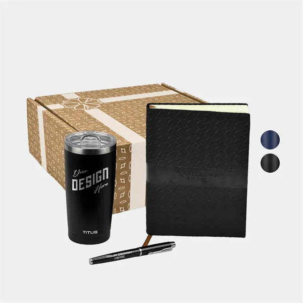 TiTUS® 20 oz Tumbler, Sahara Notebook & Pen Gift Set