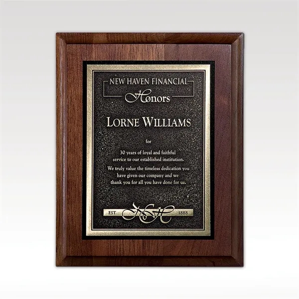 Arrival II Solid Walnut Plaque with Gold-Tone Plate