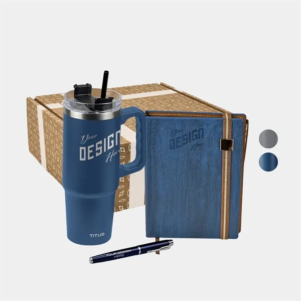 TiTUS® 30 oz Travel Mug, Melange Notebook & Pen  Gift Set