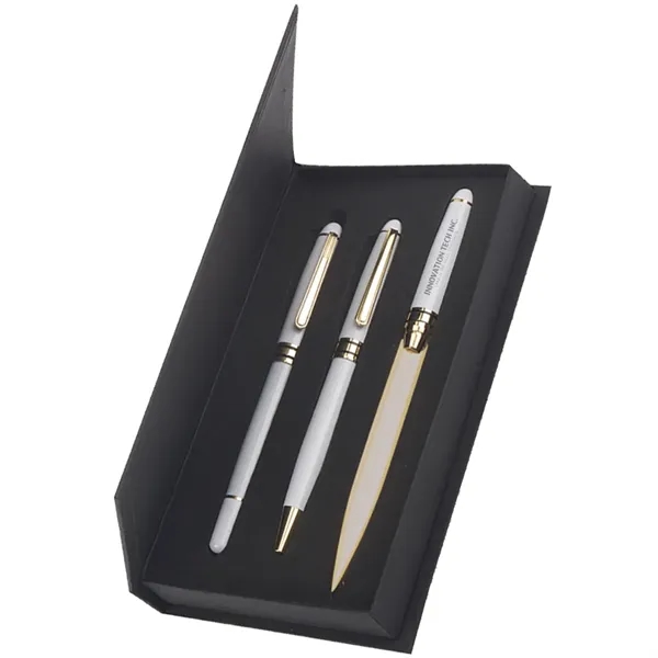 Danish-I Brass Letter Opener with GS Triple Pen Set