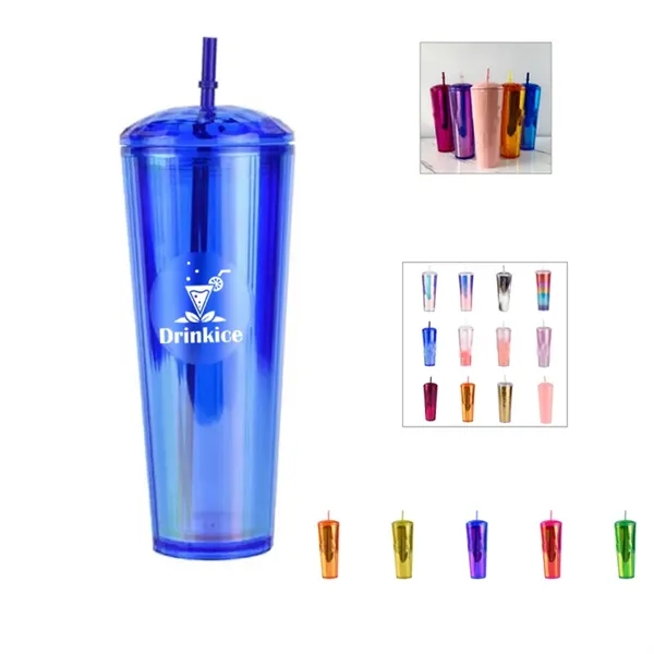 24Oz Iridescent Unicorn Diamond Tumbler With Lid