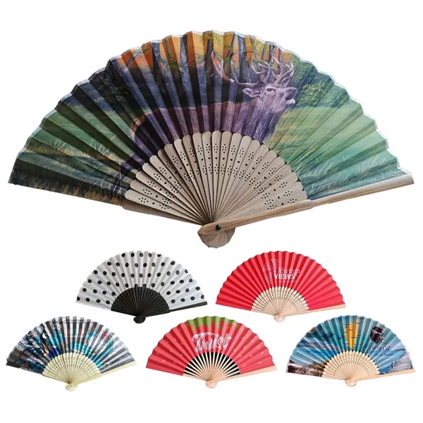 Folding Hand Fan With Bamboo Rib