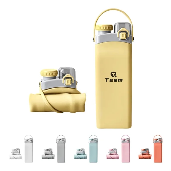 Dual Lid Leakproof Foldable Silicone Sports Bottle