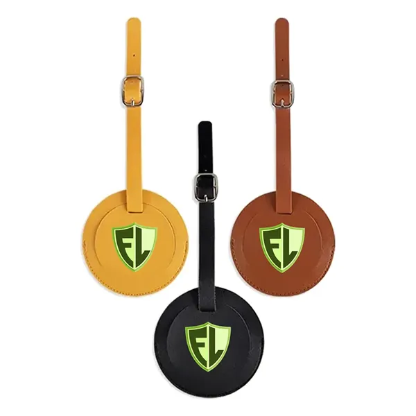Round Shape PU Vegan Leather Luggage Tag