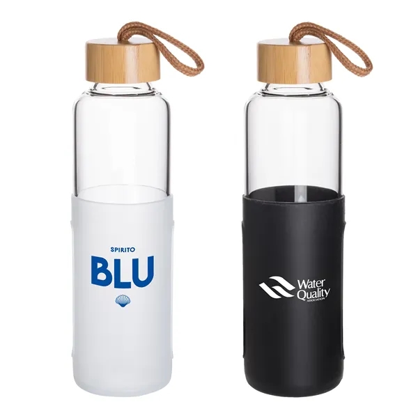 Eden 18 Oz Glass Bottle With Bamboo Covered Lid