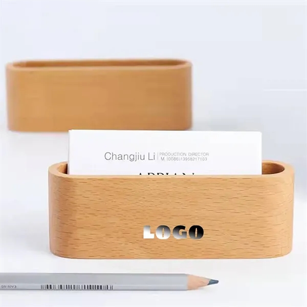 Wooden Business Card Stand Desktop