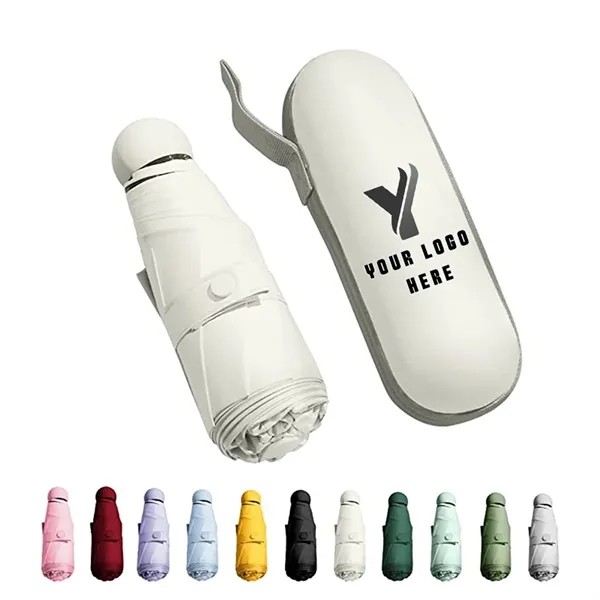 6 Ribs Mini Folding Compact Umbrella with Case