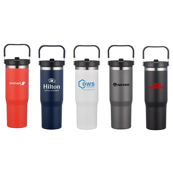 30oz. Double Wall SS / PP Mug with Handle and Flip Straw