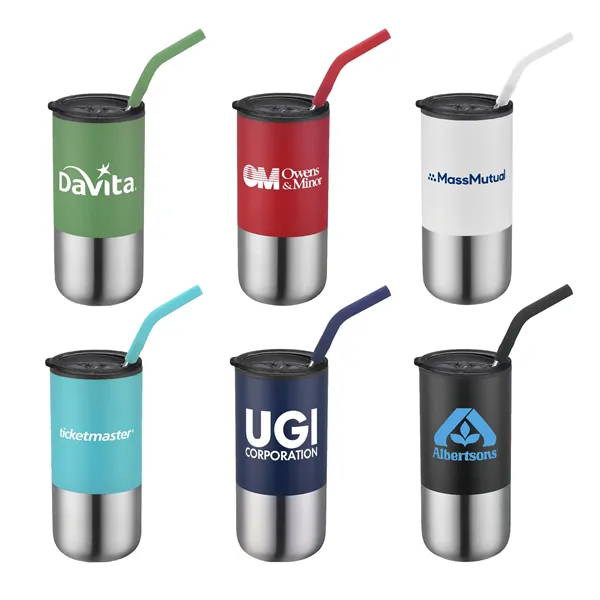 16oz. Double Wall SS / PP Tumbler w/Silicone Sip Steel Straw