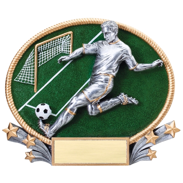Soccer Male 3D Oval Resin Award - Large (3D400 Series)