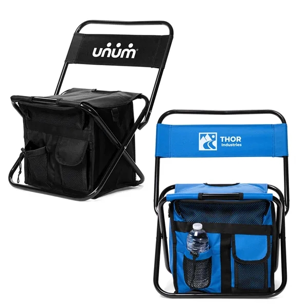Folding Chair with 24 Can Cooler Bag & Pockets