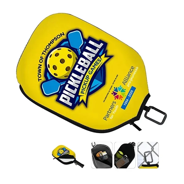 Two Pocket Fence Hanger Pickleball Paddle Cover - Full Color