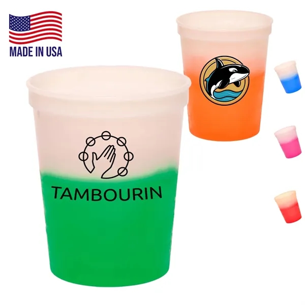 16 oz USA Made Two-Tone Color Changing Stadium Cups BPA Free