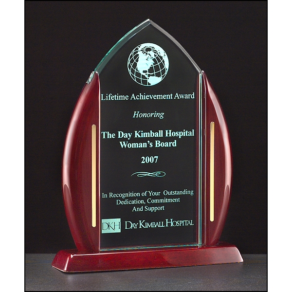 Flame Series Jade Acrylic w/ Rosewood Piano Finish Base