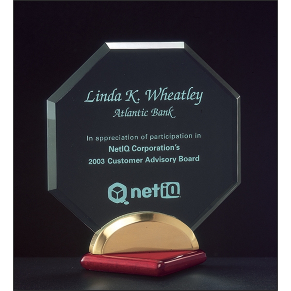 Octagon Series 3/8" Thick Acrylic Award on a Rosewood Base