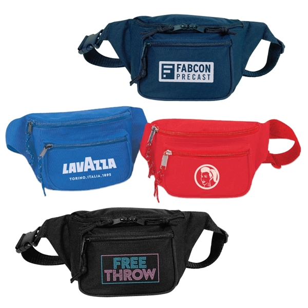 600D Polyester Triple Zipper Fanny Pack
