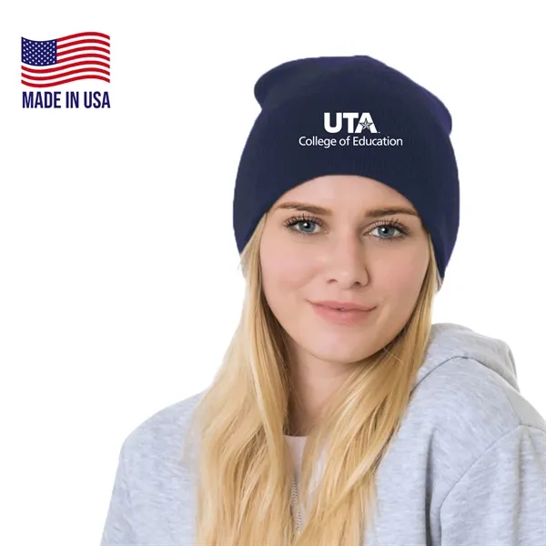 100% USA-Union Made 8" Headwear Acrylic Knit Beanie
