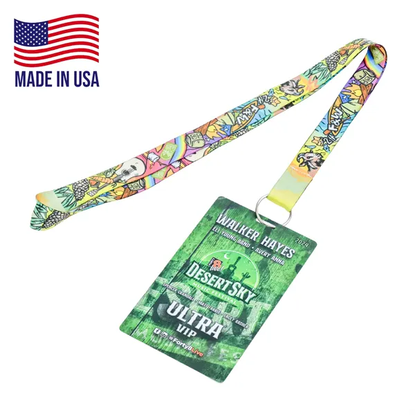 3/4" USA Made Full Color Combo Lanyard w/PVC ID Badge Holder