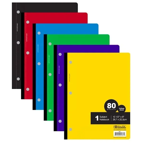 College Ruled Wireless Notebook - 80 Sheets 1 Subject 6 Co