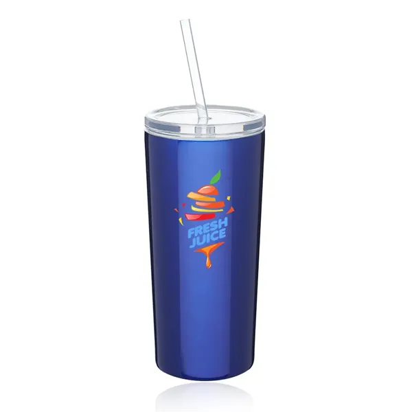 16 oz. Mira Stainless Steel Tumbler with Straw