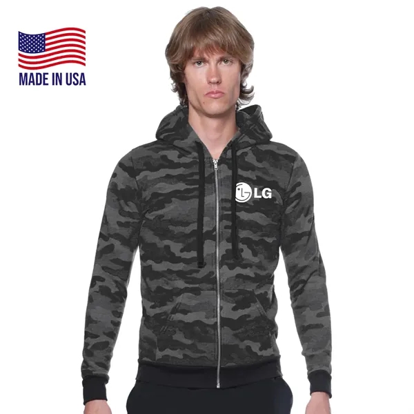 USA Made Unisex Triblend Full Zip Camo Hoody