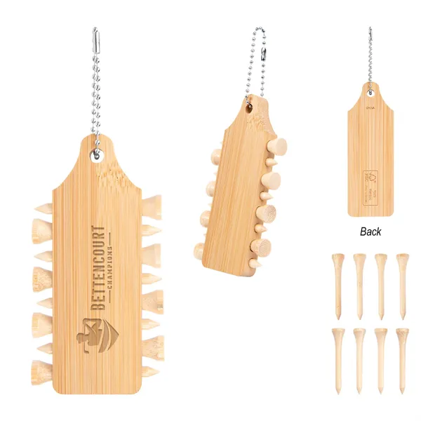 Bamboo Golf Tee Set Keychain