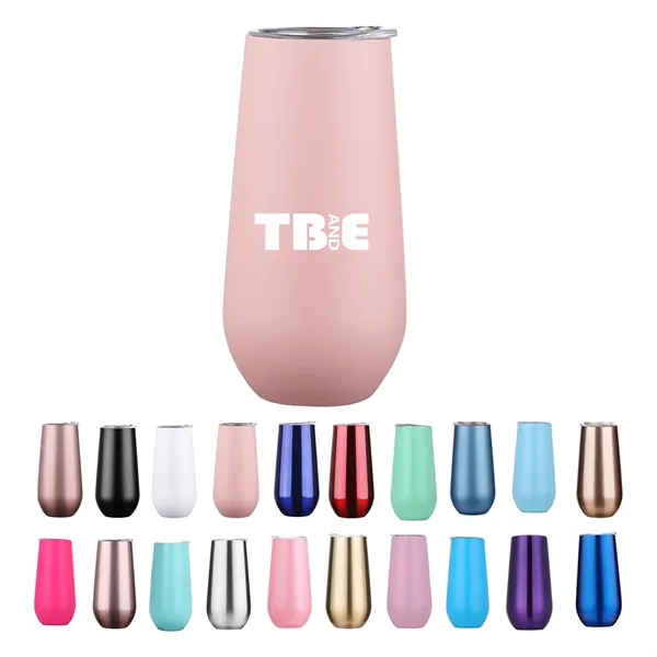 6Oz Vacuum Insulated Stainless Steel Wine Tumbler W/ Lid