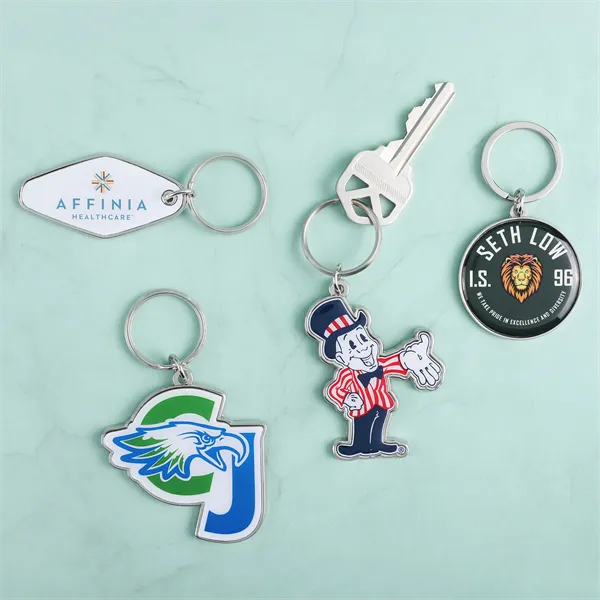 Custom Die Cast Keychain w/Offset Print & Epoxy Dome