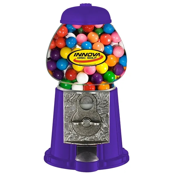 Purple 9" Metal w/Glass Gumball / Candy Dispenser full color