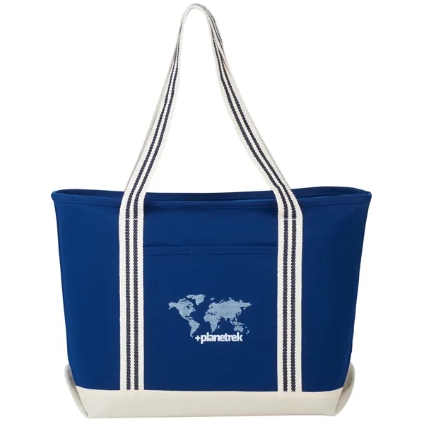 Atlantic Stripe 20oz Cotton Zippered Tote