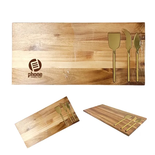 Cheese Board Set with Gold Plated Knives