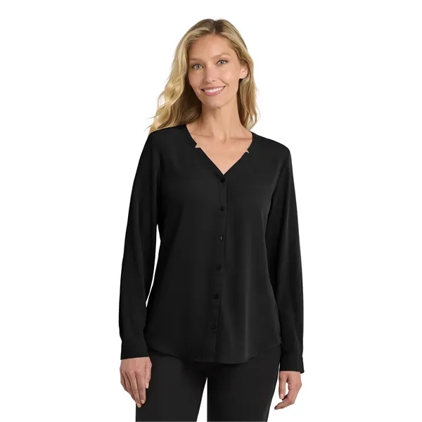Port Authority Women's Long Sleeve Button-Front Blouse.